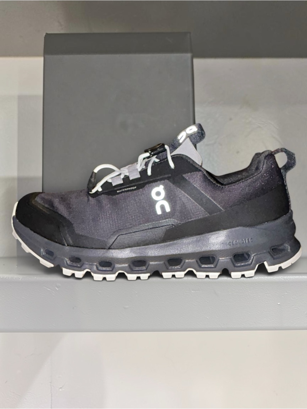 On Running Mens Trail Shoe in Black and White